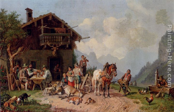 After The Hunt painting - Heinrich Burkel After The Hunt art painting